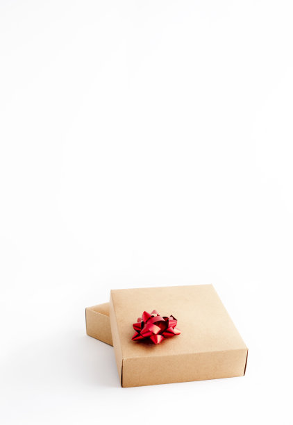 白背景红丝带硬纸盒图片下载
