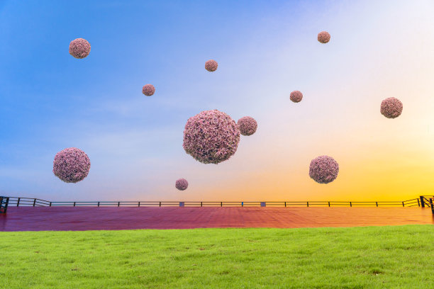 概念和理念抽象的自然背景与凤梨圆形状的蓝天图片下载