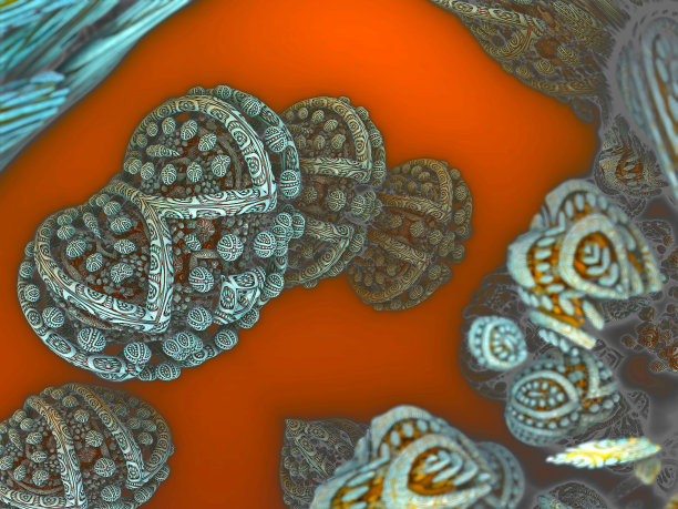 具有相同纹理细节的带图案的蠕虫状结构。曼德尔灯泡分形的三维图形，JPEG图像。图片下载