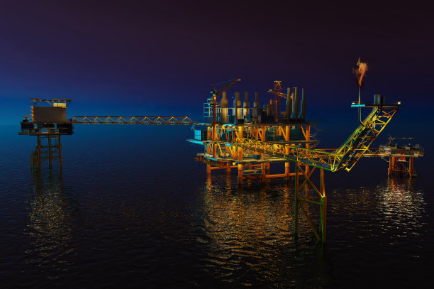 石油钻塔夜灯图片下载