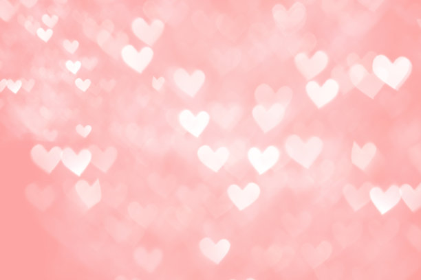 粉色闪光背景虚化，心形散景图片下载