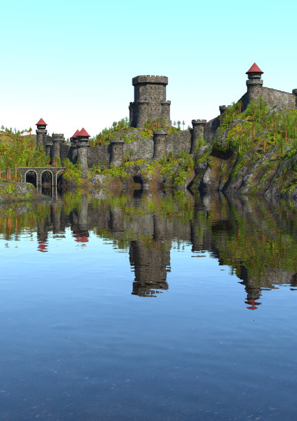 中世纪景观3D插图图片下载