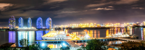 航拍三亚市夜景图片下载