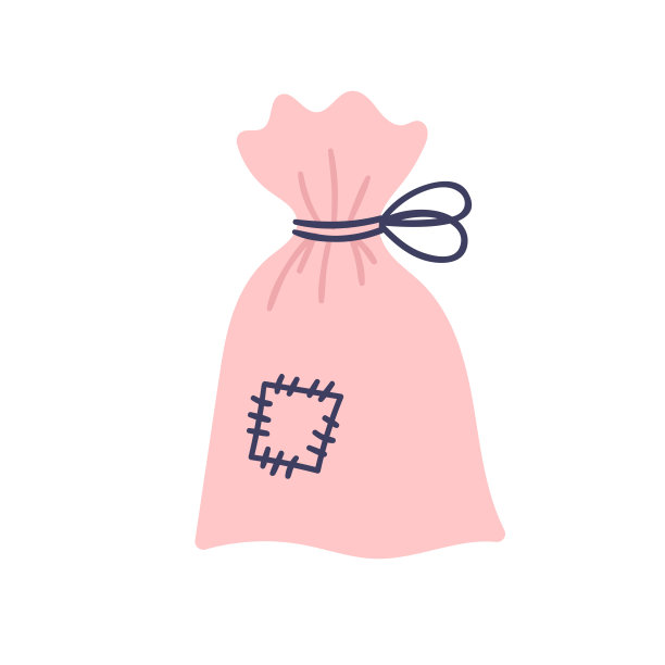 可爱的粉红色袋子与巫术草药在白色的背景。魔法，巫术的属性。爱情魔药。手绘矢量孤立单插图。图片下载