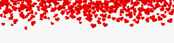 爱情情人的背景与红色的心花瓣在透明的背景。矢量横幅，明信片，背景。二月十四日。矢量插图EPS 10图片下载