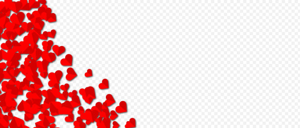 爱情情人的背景与红色的心花瓣在透明的背景。矢量横幅，明信片，背景。二月十四日。矢量插图EPS 10图片下载