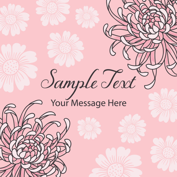 漂亮的粉红色菊花花向量卡背景图片下载