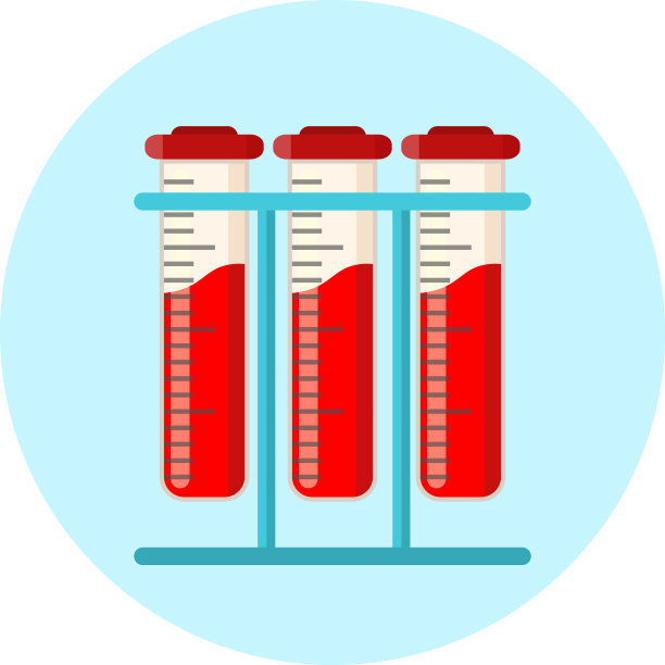医疗血液测试。有红色血液的医用管。矢量插图，平面风格。孤立在白色背景上。图片下载