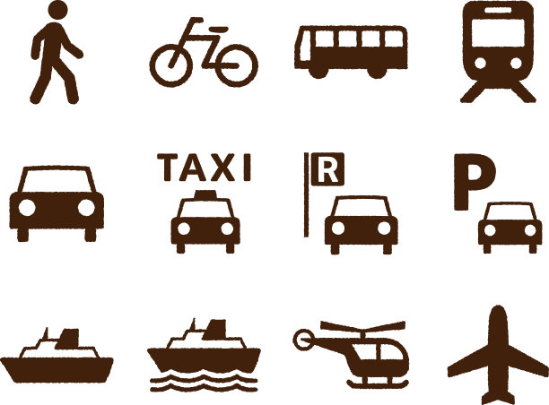 交通图标设置股票插图图片下载