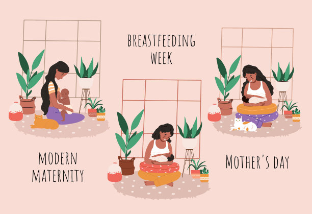 非洲妇女母乳喂养她的新生儿荷花姿势，家庭丛林设置。母亲抱着婴儿在室内。时尚的斯堪的纳维亚hygge室内，客厅。快乐的母性，自然的喂养理念图片下载