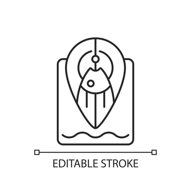 钓鱼点线形图标图片下载