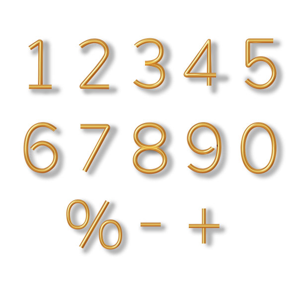 逼真的3d字体颜色金色数字数字在金属气球的形式。矢量插图。图片下载