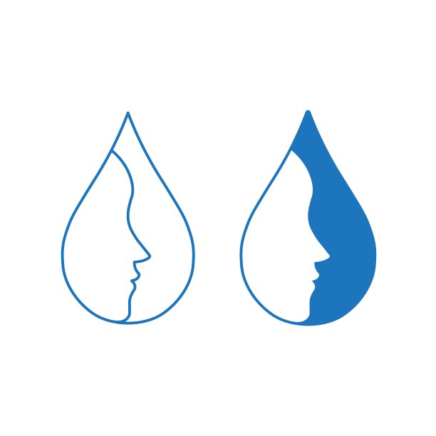 一个人的脸在一滴。一套向量线性插图孤立在白色背景。图片下载