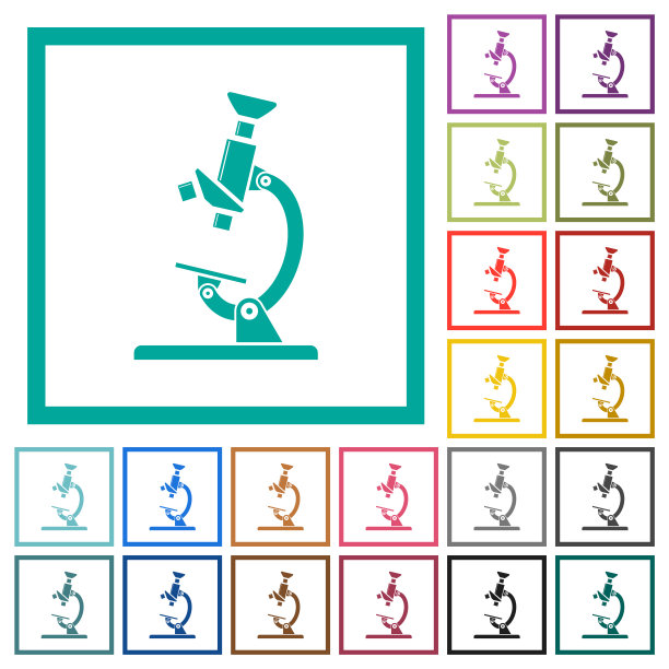 显微镜平彩色图标在圆形轮廓图片下载