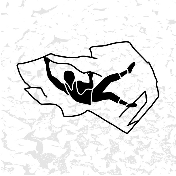 登山者剪影，一个岩石矢量插图图片下载