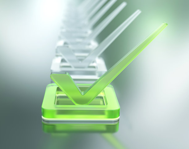 绿色玻璃检查标记图片下载