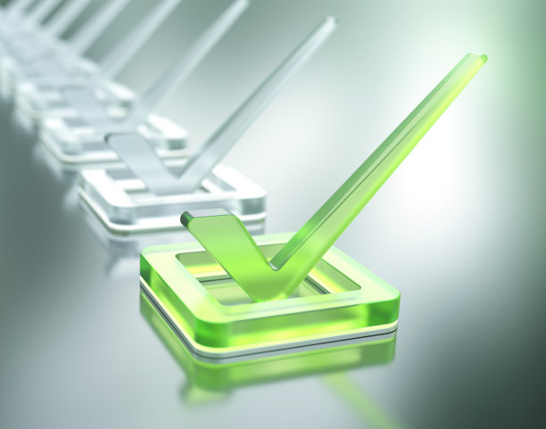 绿色玻璃检查标记图片下载