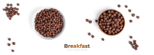 白色背景上孤立的巧克力球。快速的早餐图片下载