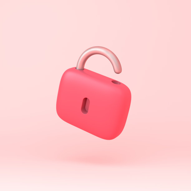 锁定图标简单的3d插图在蜡笔抽象的背景。最小的概念。三维渲染图片下载