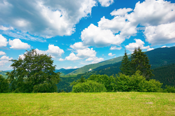 夏季多山的乡村景观图片下载