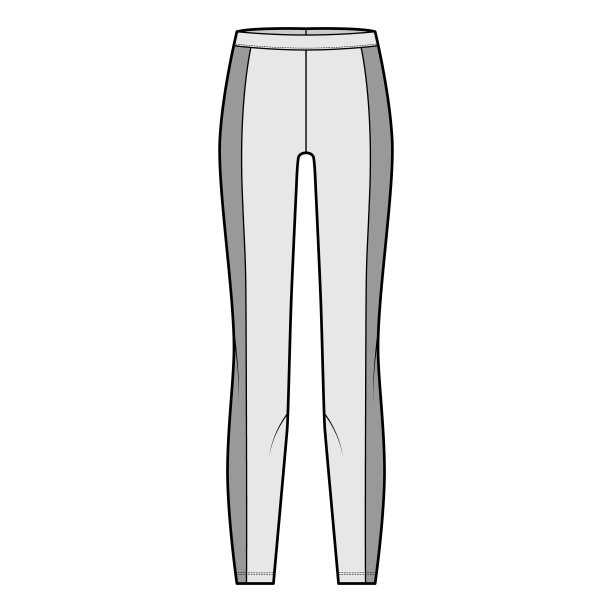 瑜伽裤技术时尚插图与弹性腰带，侧板，训练苗条，休闲针织裤。平图片下载