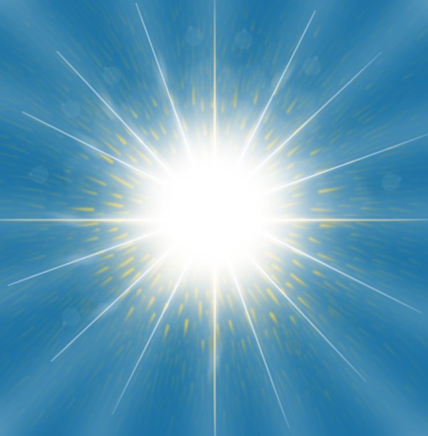 金色十字架图形插图，阳光，浅蓝色天空上的星星图片下载