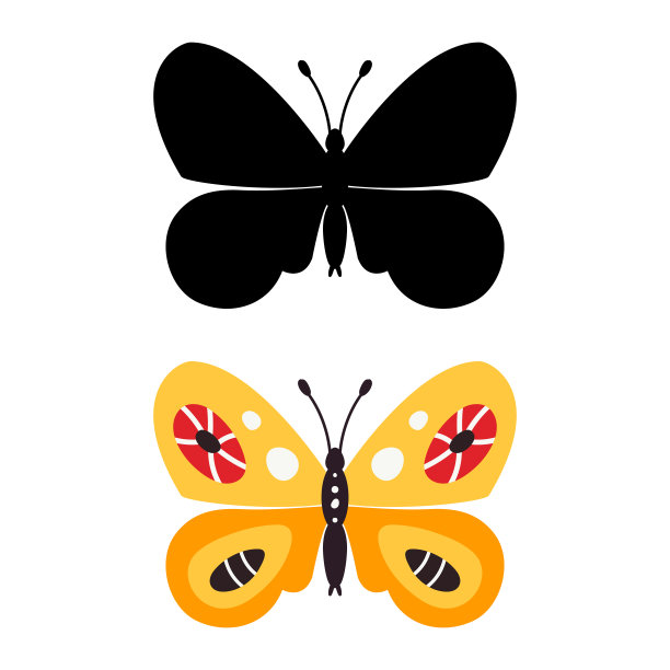 美丽的蝴蝶,轮廓。矢量图标孤立在白色背景上图片下载