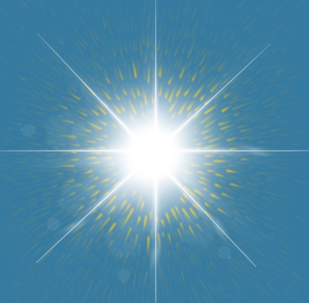 金色十字架图形插图，阳光，浅蓝色天空上的星星图片下载