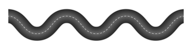 竞赛的道路。沥青纹理带边框和白线。跟踪汽车。曲线f1的开始和结束。卡丁车的快车道。有弯道的长巷道。白色背景上的图形图案。向量图片下载