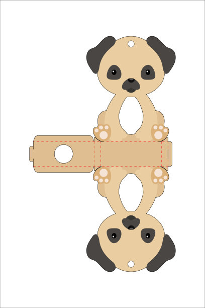 可爱的复活节蛋持有人哈巴狗模板。复活节彩蛋的零售纸盒。可打印颜色方案。激光切割矢量模板。独立包装设计说明。图片下载