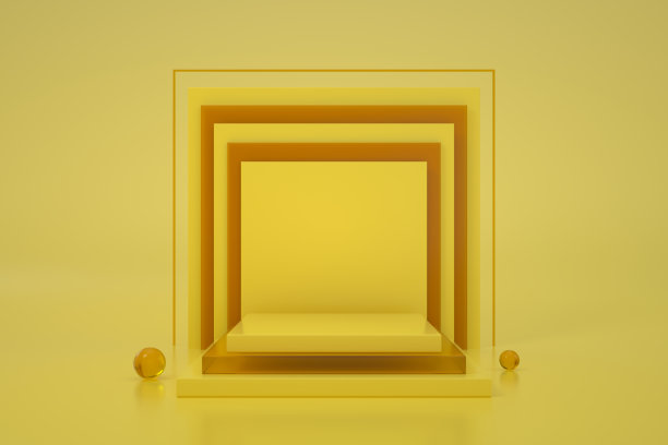 黄色背景上的空展台展示架图片下载