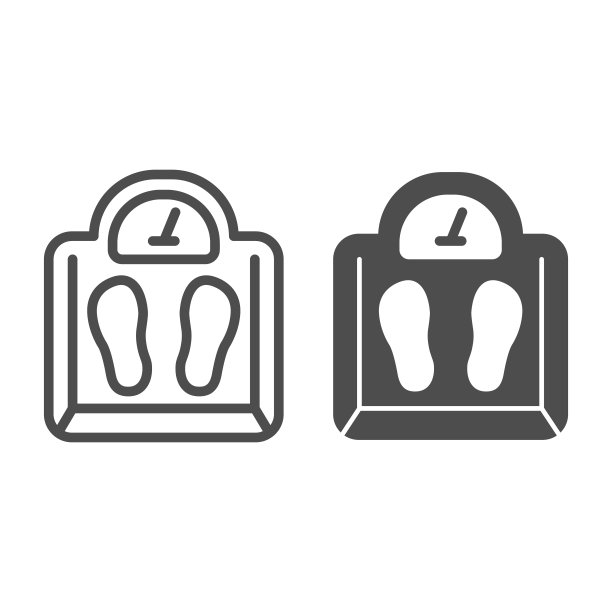 地板秤线和固体图标，饮食概念，秤标志在白色背景，浴室秤图标轮廓风格的移动概念和网页设计。矢量图形。图片下载