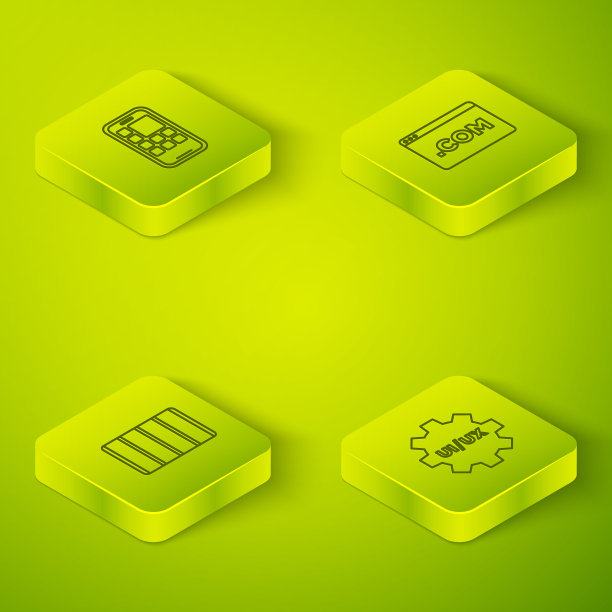 设置等距线UI或UX设计，调色板指南，和移动应用图标。向量图片下载