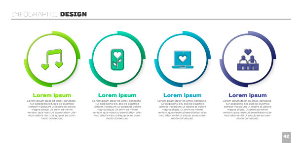 Set Music note, tone with hearts, Flower rose, Dating app online and Couple love。业务信息模板。向量图片下载