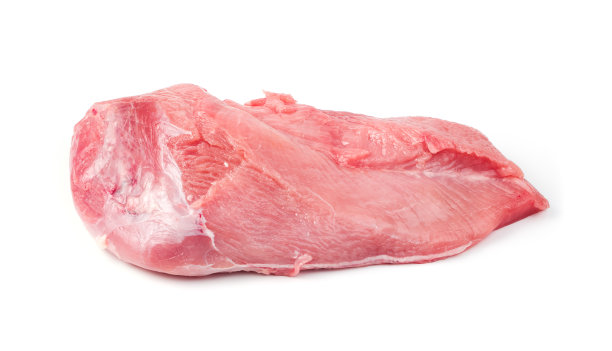 火鸡肉片孤立在白色背景上图片下载