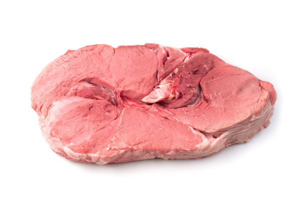 大块鲜肉，带骨里脊，侧面，白色背景图片下载