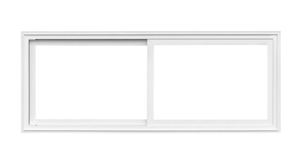 真正的现代房子窗框隔离在白色背景与剪切路径图片下载
