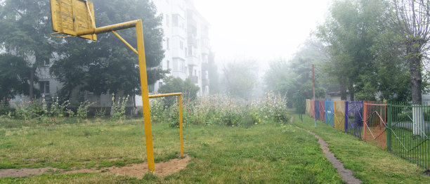 一个有雾的早晨的俄罗斯庭院图片下载