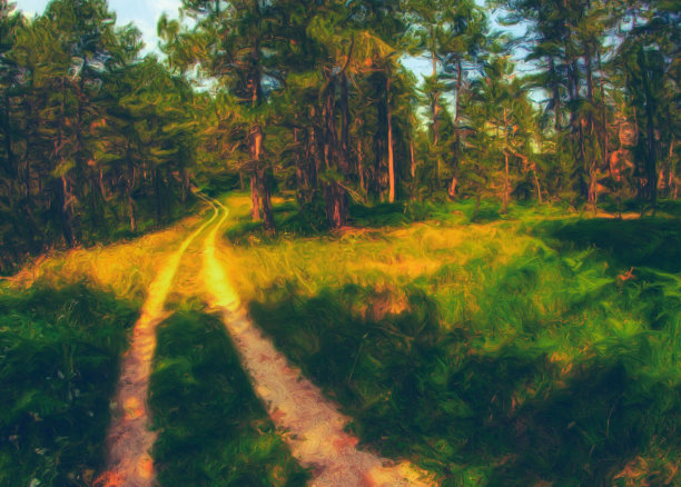 石油山水画图片下载