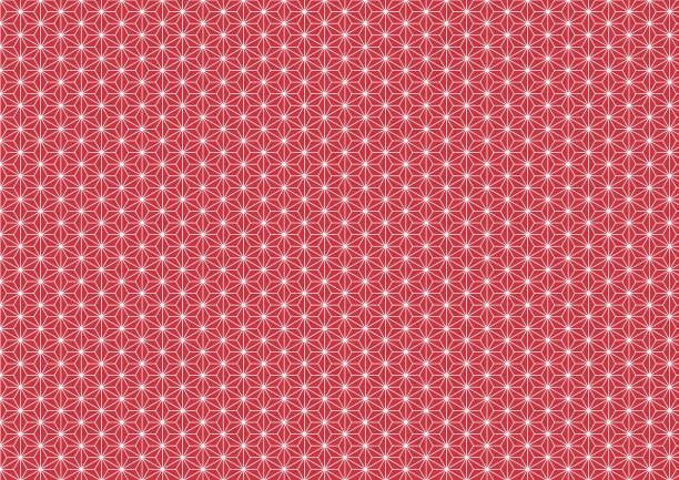 红色日本纸与麻叶图案图片下载