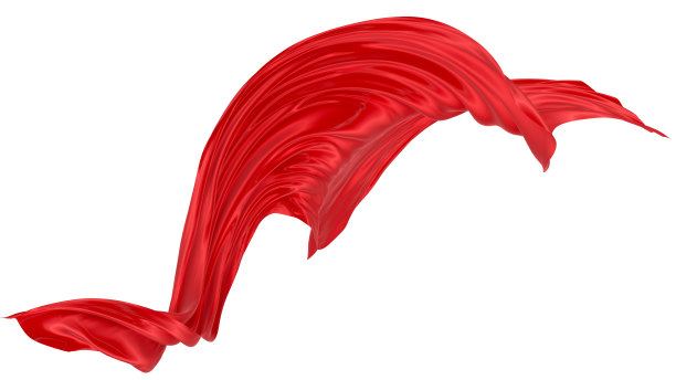 漂亮的红色波浪丝或缎子织物。3 d渲染图像。图片下载