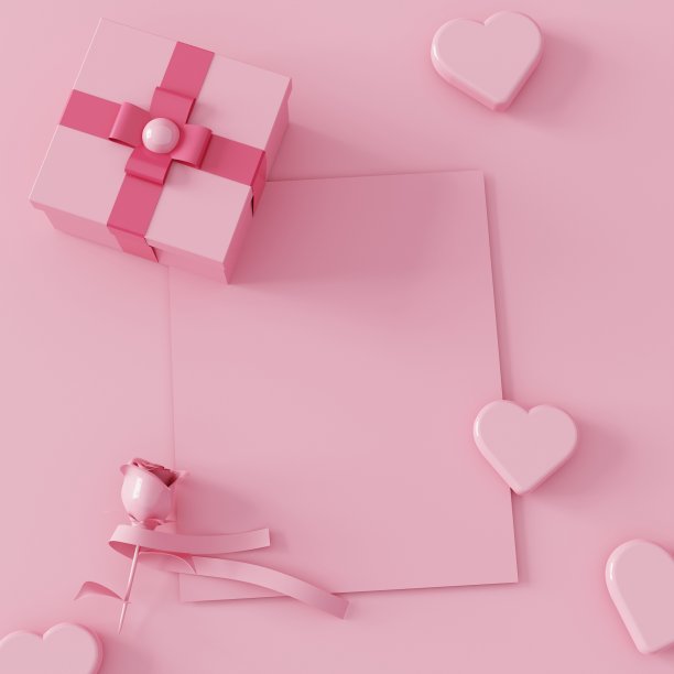 贺卡与爱心装饰和礼盒图片下载