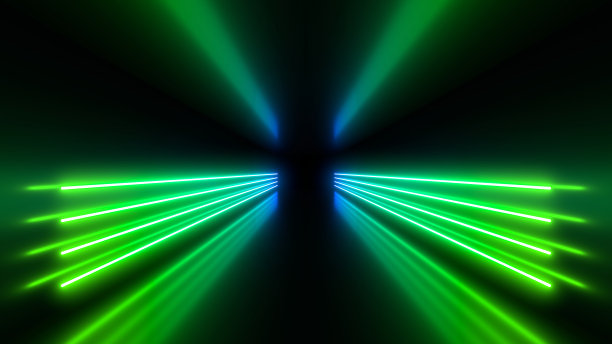 黑暗隧道里的霓虹灯。地板上和墙上的倒影。3 d渲染图像。图片下载