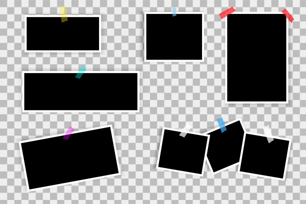 古董相框与胶带和阴影孤立的现实的矢量插图图片下载