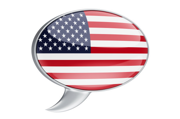 带有美国国旗的演讲气球，白色背景上孤立的3D渲染图片下载