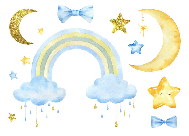 新生儿宝宝男孩淋浴剪贴集。图片下载