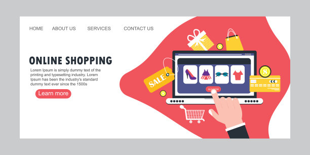 网上购物的现代平面设计理念。着陆页模板图片下载