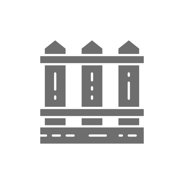 木栅栏，灰色花园栅栏的图标。在白色背景上隔离图片下载