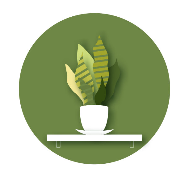 蛇的植物。室内植物。三叶虎参绿叶剪纸风格。植物自然。春天和夏天的时间。Homeplant。室内植物。向量图片下载