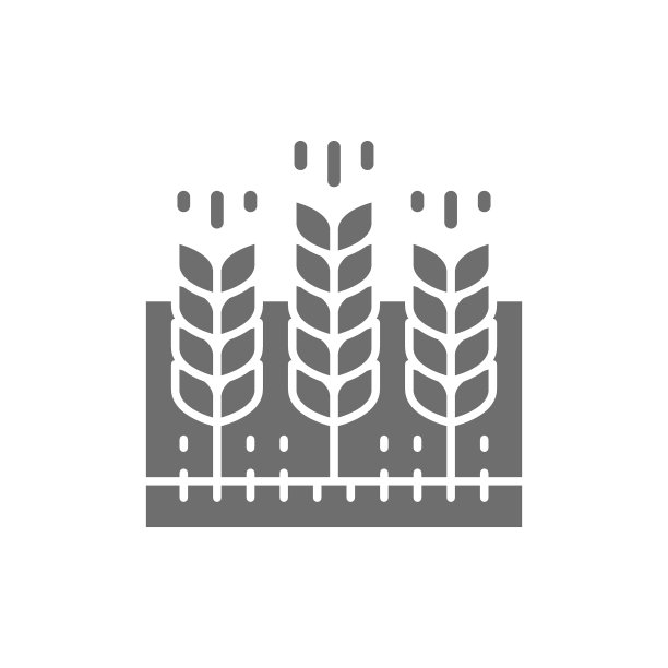 麦田，农业景观，农田灰色图标。图片下载